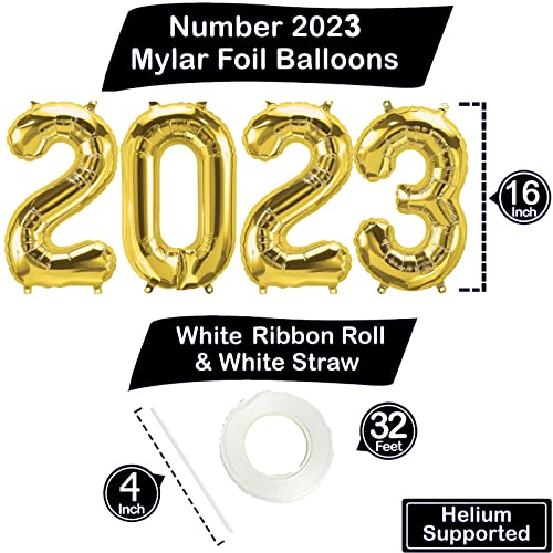 Class Of 2023 Balloons Banner Graduation Party Decoration Supplies - Congrats Grad Gold 16Inch Letter Number Foil Balloon For Congrats Graduation Party Decorations Supplies 2023 #TOP1
