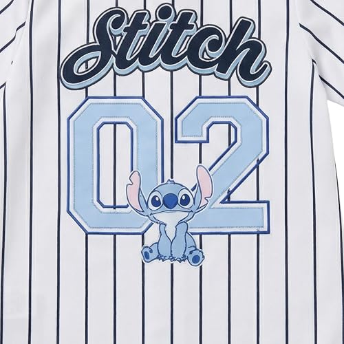 Image of Disney Lilo & Stitch Girls Baseball Jersey Shirt Button Down Kids Tee Stitch Angel Sizes 4-16