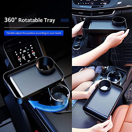 Image of Multifunctional Car Cup Holder Expander with Rotable Food Tray for Road Trips