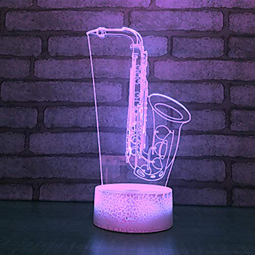 Lámpara de noche 3D saxofón con cambio de color táctil miniatura 4