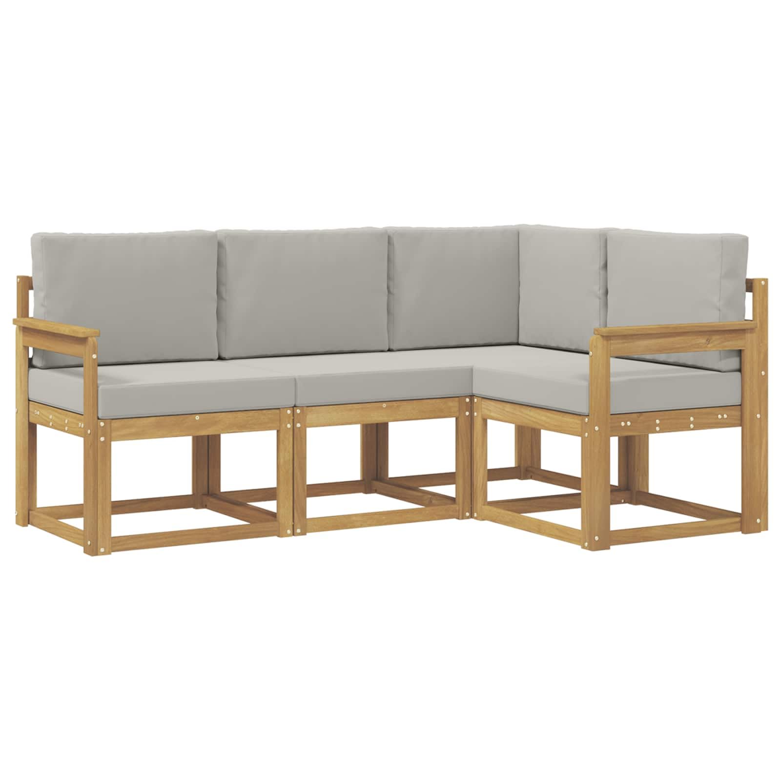 Sofá de exterior blanco y gris claro vidaXL conjunto seccional moderno de 4 piezas para jardín