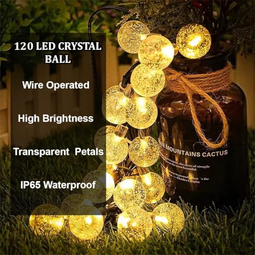 Image of fizzytech Crystal Ball String Lights - 120 LED, 24 Meter Decorative Fairy Lights for Bedroom, Living Room, Diwali, Christmas, Wedding, Party & Home Decoration (Warm White)