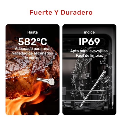Termómetro para carne X Pro impermeable IP69 que evita asados secos con sus sondas inalámbricas 7