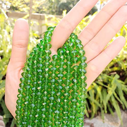 Image of 700pcs Czech Faceted Rondelle Crystal Glass Beads 8mm Bulk Peridot Green