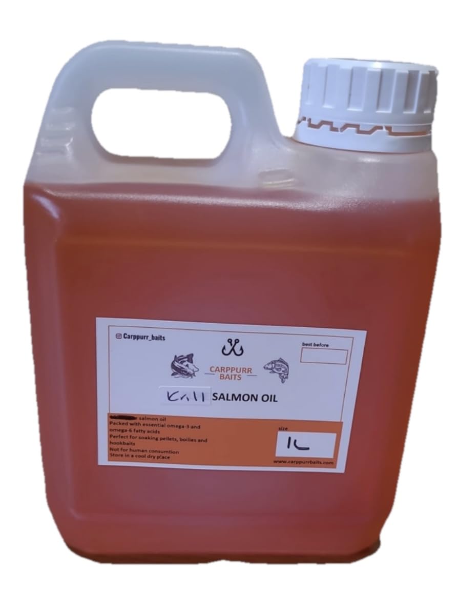 Carppurr baits 500ml-1L-2L-5L - Krill Flavoured Salmon Oil – High Attraction Fishing Oil for Carp, Catfish & Coarse Fishing – Liquid Pellet & Bait Booster (1 litre)