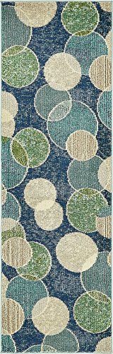 Unique Loom Chromatic Collection Modern Bokeh & Vibrant Abstract Area Rug for Any Home Décor, 2 ft 2 in x 6 ft 7 in Runner, Navy Blue/Beige