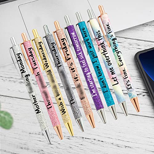 Pasisibick ZKBY-WEEK-00B 9 Pieces Funny Daily Ballpoint Pens Swear Word Weekend Set thumb #2