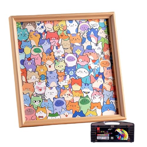 Puzzle Animal - Juego de Madera Enmarcado, Juguete de Aprendizaje Creativo, Actividad educativa para, Conjunto Compatible con marcadores Coloridos con Marco Robusto | de Madera Enmarcado