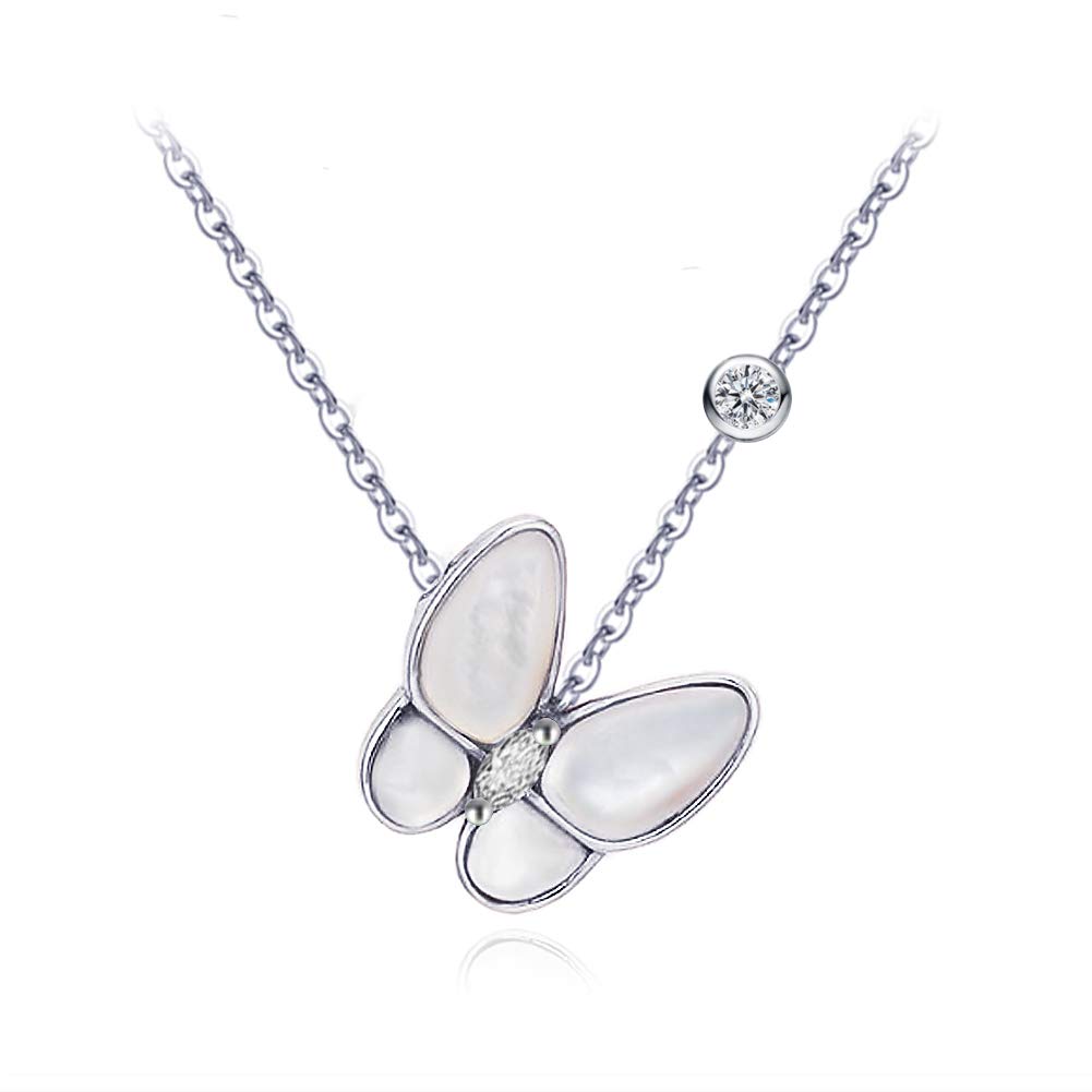 LSOOYH 18K Gold Plated Shell Butterfly Necklace for Women Girl Idea Gifts