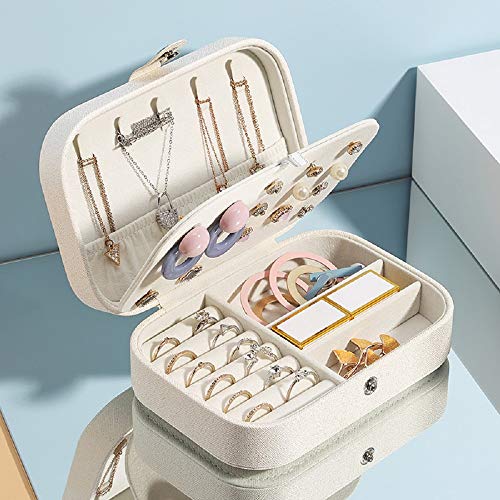 Image of Jewelry Box, Double Layer Travel Jewelry Organizer for Necklace Earring Rings Jewelry Case Holder for Women