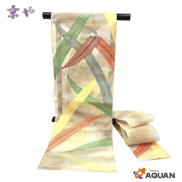 Amazon.co.jp: 京やI225 正絹 羅 名古屋帯 夏名古屋帯 夏帯 笹の葉 六