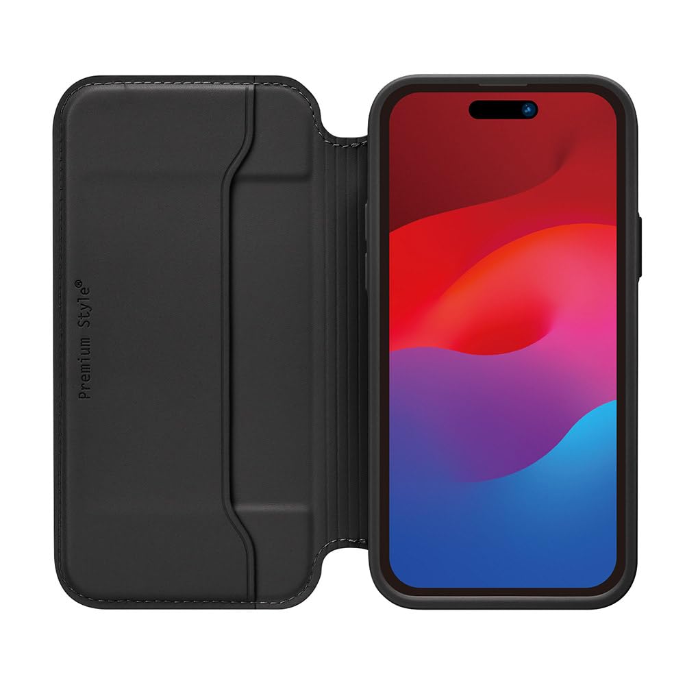 iPhone15 用 ガラスフリップケース ブラック PG-23AGF01BK