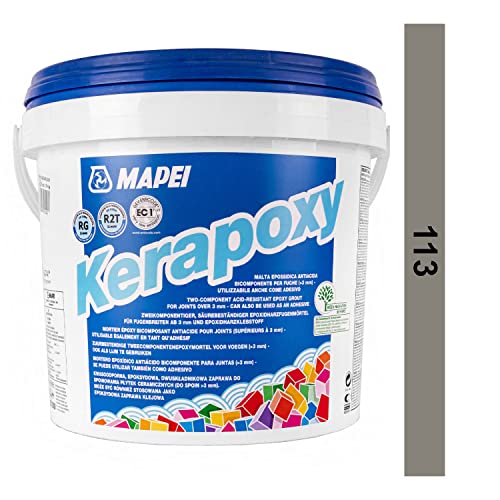 MAPEI Kerapoxy Epoxidharz Fugenmörtel für fliesen 2K 5 kg (Zementgrau Nr 113)