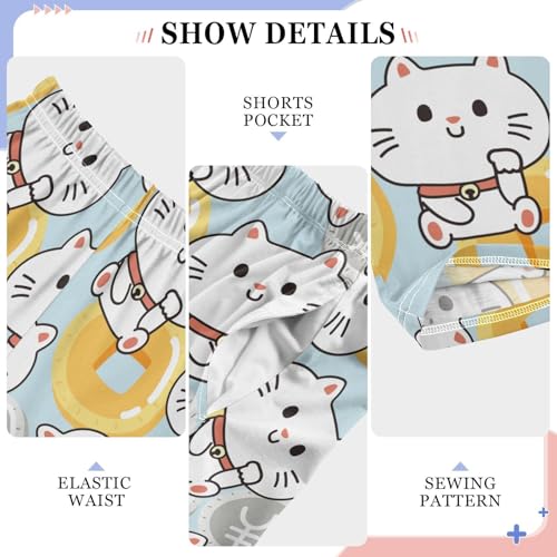 Cute Lucky Cats Coin Boys Pants for Kids Jogger Pants with Pockets S-XL4