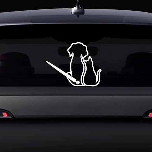 Miniatura 1 de Nouiroy - Adhesivo para limpiaparabrisas trasero de perro y gato divertido cachorro gatito amigos calcomanía reflectante para ventana trasera de