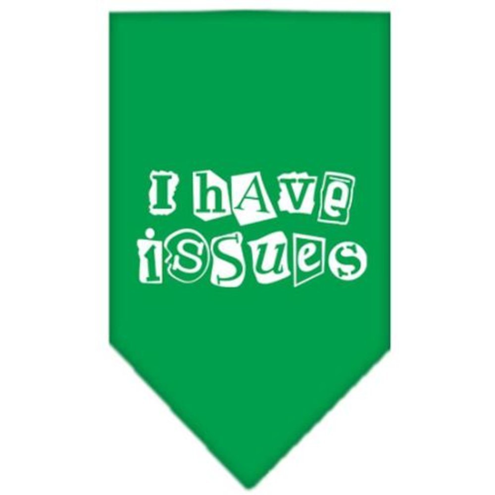 Mirage I Have Issues Screen Print Bandana for Pets, Large, Emerald Green