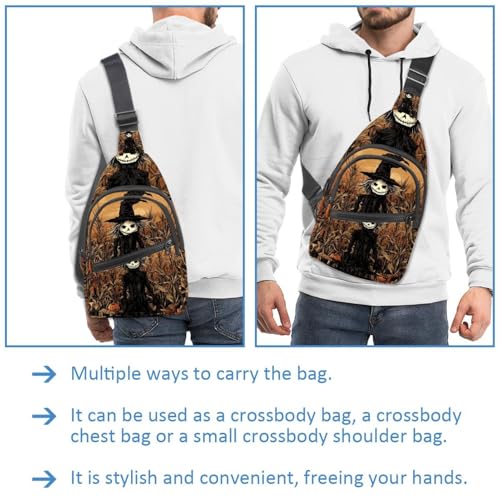 Mochila cruzada de espantapájaros para Halloween ajustable unisex 3