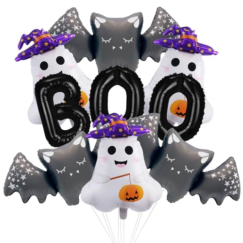 Halloween Balloons Decorations Bat Ghost Balloons BOO Foil Balloo...