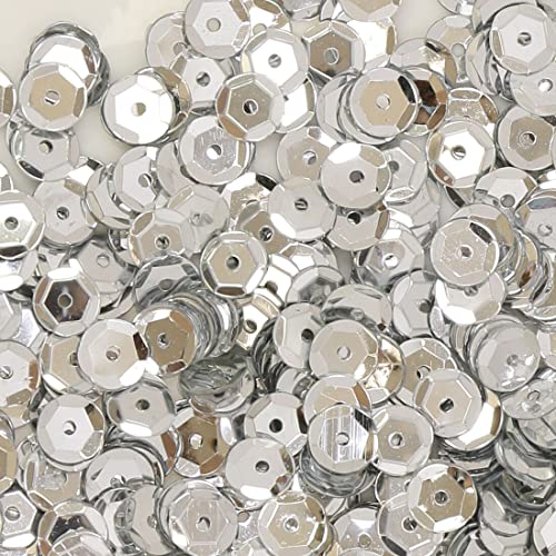 Craftelier - Lentejuelas Plata para Manualidades, Scrapbooking, Decoraciones y Shake Cards | Forma de Círculos Diamante - Tamaño Aprox. 6 mm | Color Plata