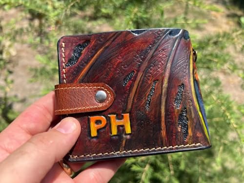 Dragon fire Wallet, Dragon Wallet, 3D Genuine Leather Wallet, Carving Wallet, Bifold Wallet, Biker Wallet, Animal Wallet, Airbrush Art, Custom wallet, Tooled Wallet, A4