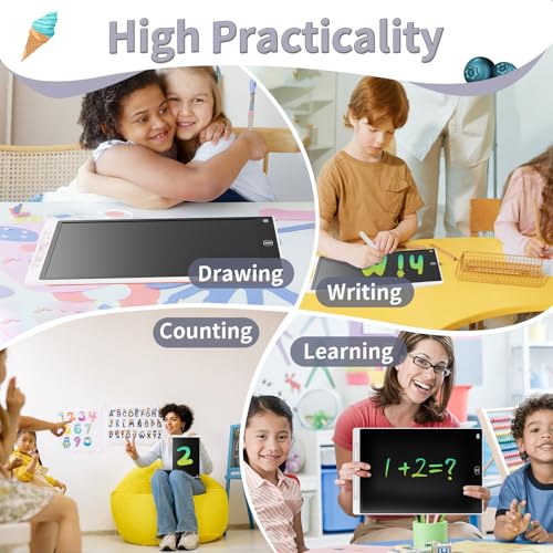 Image of [2 Pieces] 10 Inch LCD Colorful Writing Graphic Tablet, Erasable Drawing Board, Kids Gift, Graphic Board for Games for 3 4 5 6 7 Years (Black & White)