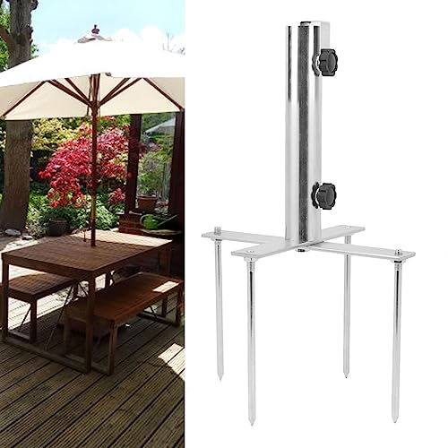 Inground Umbrella Stand Sun Umbrella Ground Stake with 4 Spike Heavy Duty Patio Umbrella Stand Anchor for Park Beach Garden