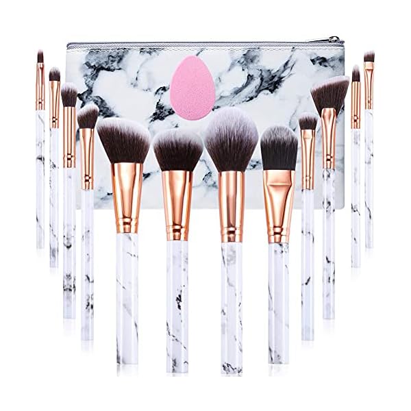 Make Up Pinsel Set Start Makers Professional 12Pcs Set Aus Marmor Pinselset Make up Pinsel Mit Foundation Lidschatten…