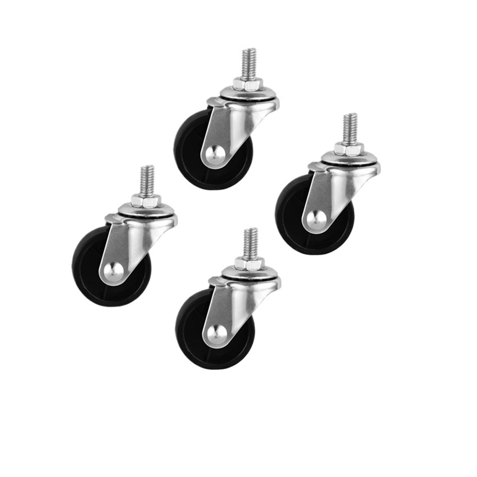 MXXDMOPD 4 Pieces/lot 2 inch casters Black PP Swivel Wheels M8 Screws Furniture Diameter 50 mm Split Trolley
