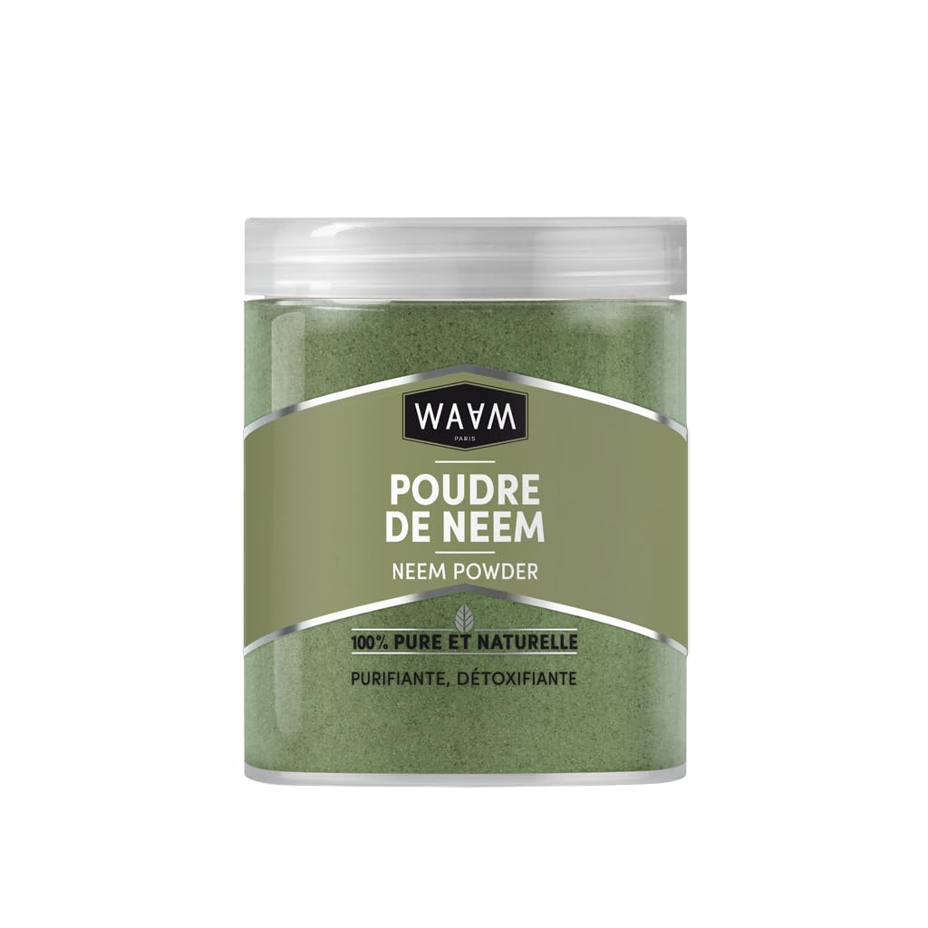 WAAM Cosmetics Poudre de Neem Bio, 100% Naturelle, Soin Purifiant Visage et Corps