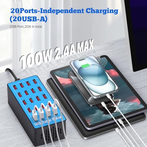 USB Charger Station, 100W/20A Desktop Charging Station, 20 Ports Multi-Function Charger, USB Charging Hub, Suitable for Samsung/iPhone/iPad/Google Pixel/Tables and Other Electronics USB Charger Station, 100W/20A Desktop Charging Station, 20 Ports Multi-Function Charger, USB Charging Hub, Suitable for Samsung/iPhone/iPad/Google Pixel/Tables and Other Electronics