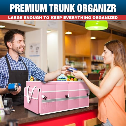 Image of K KNODEL Car Trunk Organizer with Lid, Collapsible Car Trunk Storage Organizer, Car Organizer and Storage for SUV, Truck, Sedan (Medium, Pink)
