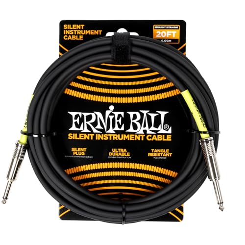Ernie Ball Classic Cable para Instrumentos Silencioso, Recto/Recto 6m - Negro