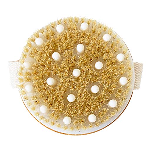 Body Brush - Skin Scrubber - Premium Bamboo Natural Bristle Skin Brush - Great Body Massager for Ingrown Hair Treatment, Cellulite, Lymphatic Drainage, Keratosis Pilaris or Simply Exfoliating Dry Skin
