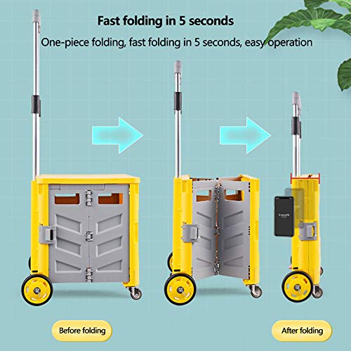 MNSSRN Bequem und Multifunktionswagen, Folding Einkaufswagen, Grocery Einkaufswagen, Kleinwagen, langlebig und robust Haushalts Trolley,Rosa