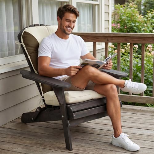 Image of mudilun Rocking Chair Cushion Non-Slip Indoor Adirondack Chair Cushions with Ties Tufted Adirondack Chair Pads for Bedroom Living Room Porch Rocker (Indoor-Brown-White)