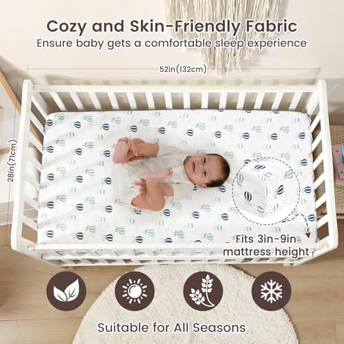 Image of david's kids 3 Pack Fitted Crib Sheets, Ultra Soft Breathable Comfortable Baby Sheet Set for Boys Girls Neutral, 28x52 Inch Fits Standard Crib and Toddler Mattresses, Animals