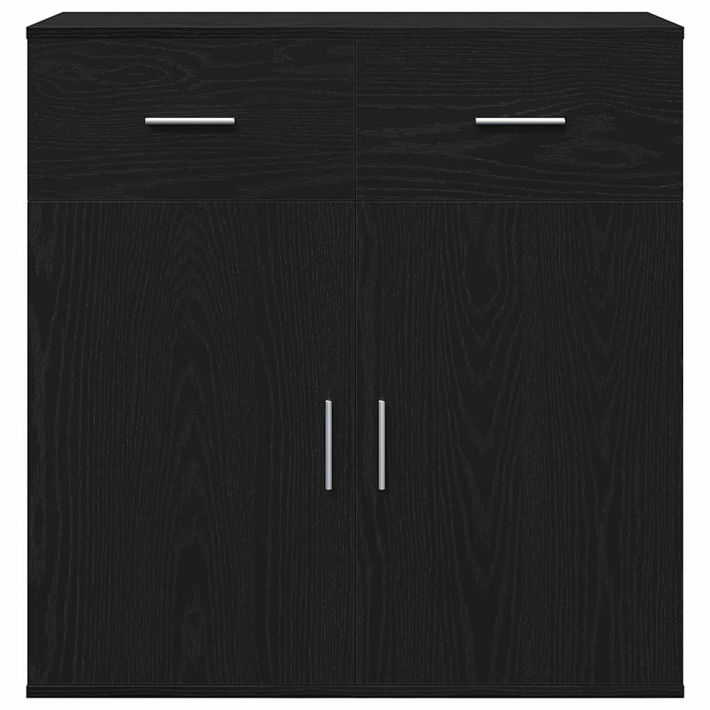 Credenza Rovere Nero 78 x 38 x 80 cm Legno Multistrato, Mobili,Armadietti e portaoggetti,Buffet e credenze, 28.45kg-871677