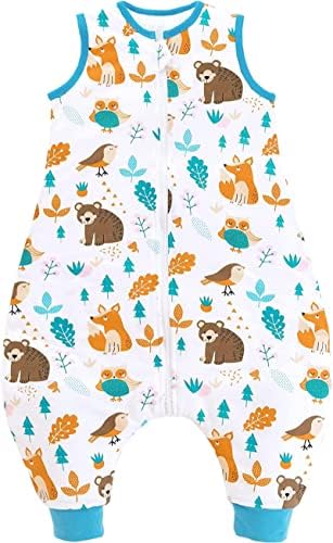 Chilsuessy Baby Schlafsack mit Füße 2.5 Tog Ganzjahres Schlafsack Baby Schlafsäcke Babyschlafsack mit Beinen für Säugling Kinder, Wald Tiere, 90cm/Baby Höhe 100-110cm