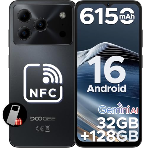 DOOGEE Note 56 Pro Smartphone Android 16, 32GB+128GB/TF 2TB Telefono Cellulare, 6.56' HD+ 90Hz Telefoni, 6150mAh Octa Core Cellulari, 13MP+8MP/Face ID/4G Dual SIM/Widevine L1/OTG/Tipo-C/NFC/3.5mm Jack