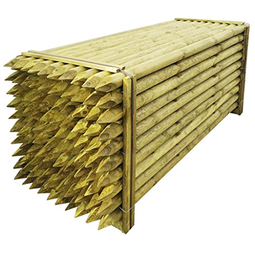 vidaXL Pointed Fence Posts 100 pcs Wood 8x240 cm