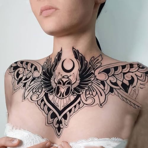 Large Temporary Tattoos Women Temporary Neck Tattoos Temporary Realistic Flower Chest Tattoo for Adults (Temporary Tattoos Sticker 28)