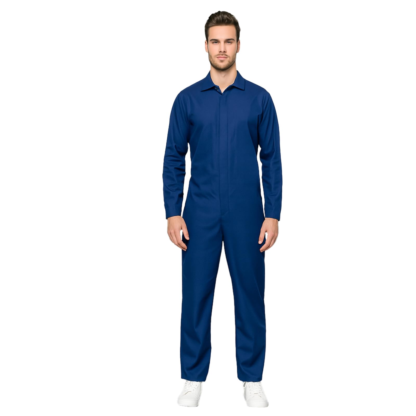 EraSpooky Costume de combinaison bleue pour homme combinaison longue à manches longues pour adulte pour Halloween mécanicien tenue