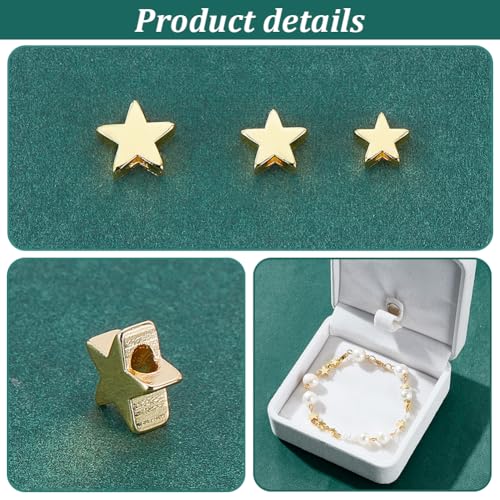 PH PandaHall 3 Sizes 18K Gold Plated Star Beads 60pcs Twinkle Star Beads Long-Lasting Spacer Bead Metal Stars Bead for Jewellery Making Summer DIY Craft Necklace Bracelet Earring - Image 4