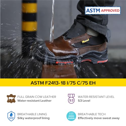 Men's Slip On Work Shoes Low Height Composite Toe Cow Leather Safety Shoes Lightweight Comfortable Sneakers for Industrial3