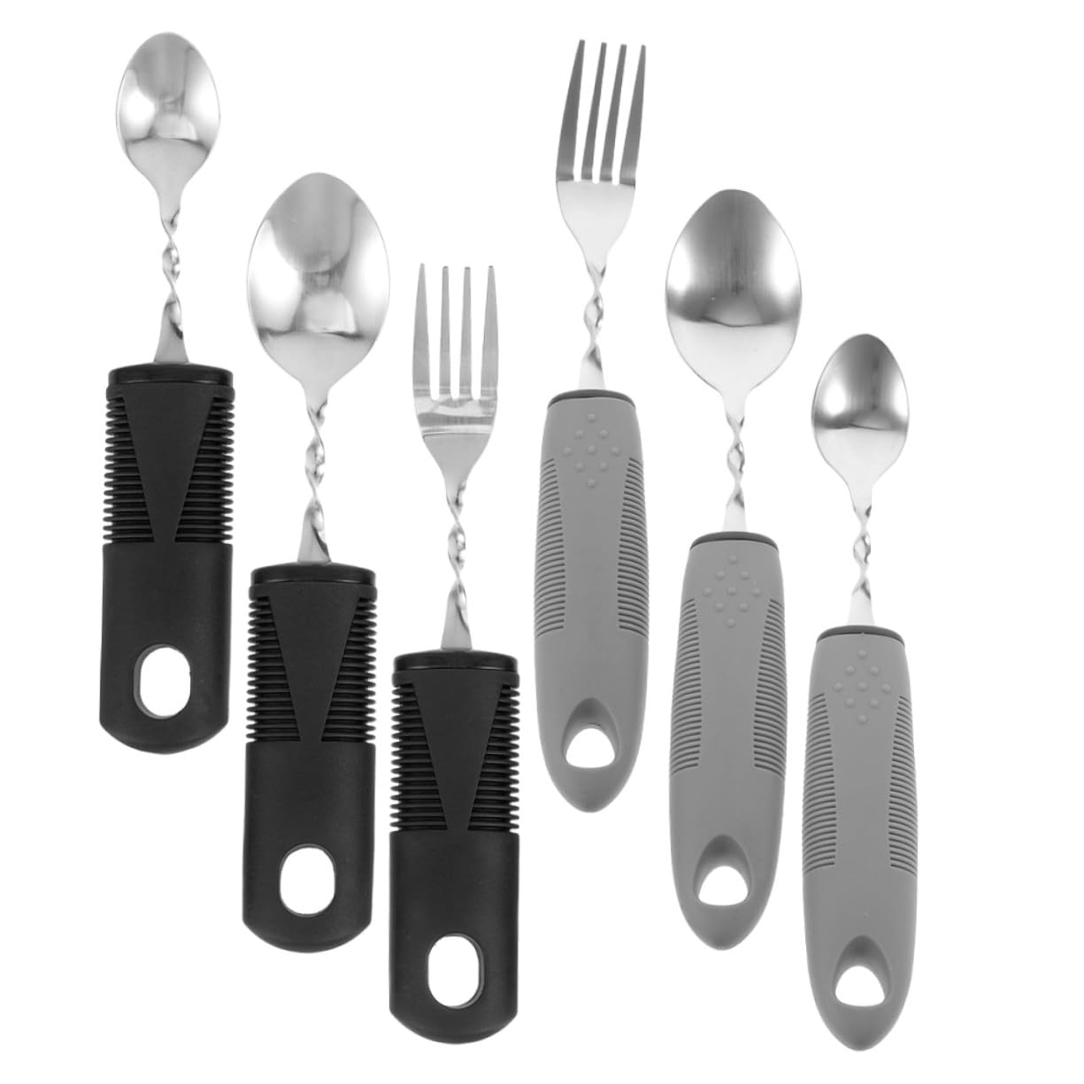 Mikinona 6 pezzi Posate Adattive Antiscivolo in Inox con in Gomma Ergonomico per Anziani Disabili e Pazienti con Tremori Utensili Ponderati per Uso Quotidiano e Viaggi