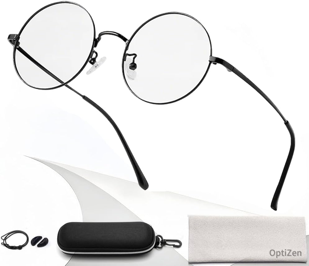 [OptiZen] 老眼鏡 リーディンググラス +1.00～+3.50 メンズレディース兼用 おしゃれ 円形フレーム ブルーライトカット 形状記憶素材 超軽量 読書 パソコン用 スマホ用