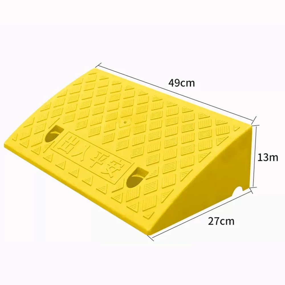 Rampa De Acceso Portátiles Ligeras 3-14.5cm Altura, Rampas De Bordillo con Pernos, Rampa De Umbral De Plástico Antideslizante, Carga Alta(Yellow,49x27x13cm)