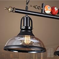 Vista 6 de Willbebest - Lámpara colgante de isla para mesa de billar, lámpara colgante de billar con 3 pantallas de cristal, lámpara especial de decoración