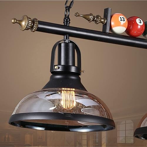 Miniatura 6 de Willbebest - Lámpara colgante de isla para mesa de billar, lámpara colgante de billar con 3 pantallas de cristal, lámpara especial de decoración de