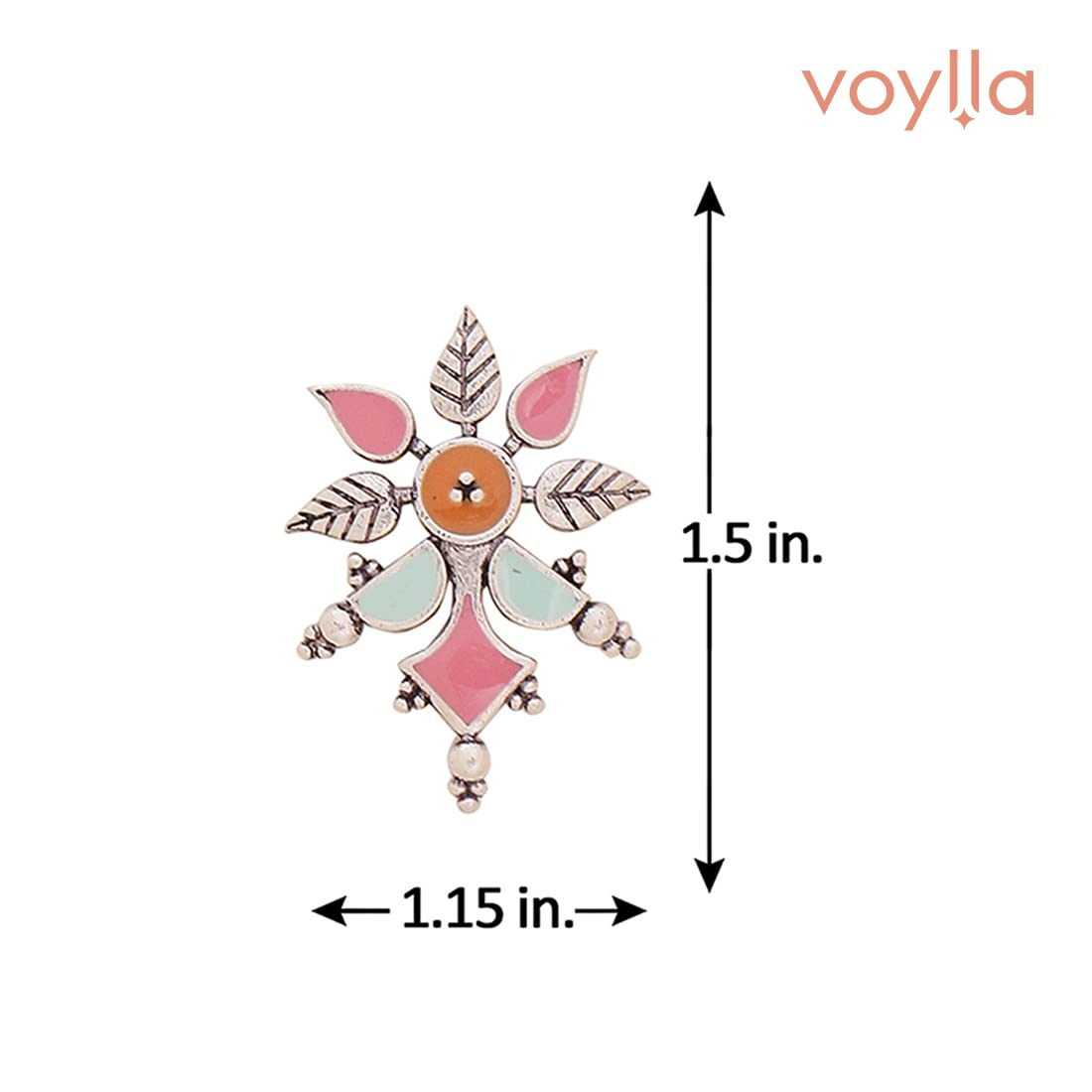 Brass Oxidised Plated Enamel Floral Dangle Earrings